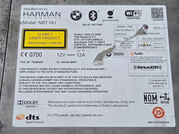 фото №8, Bmw зчитувач радіо навігація harman автомобільний nbt hu t8gb067 6819943 2012r