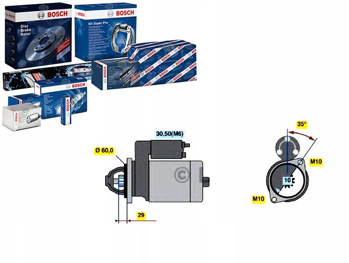 фото №1, Bosch стартер 04801516aa 4801516aa 61514401 a00