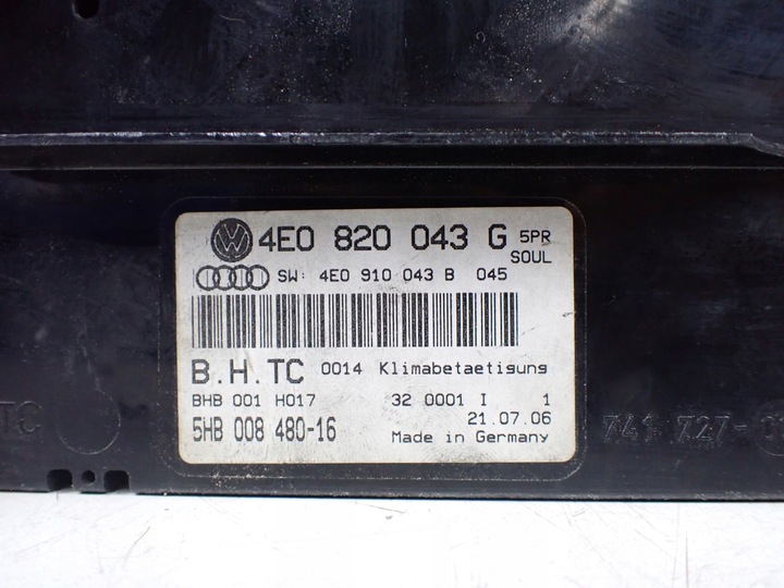фото №10, Панель кондиціонера audi s8 d3 5.2 fsi 4e0820043g