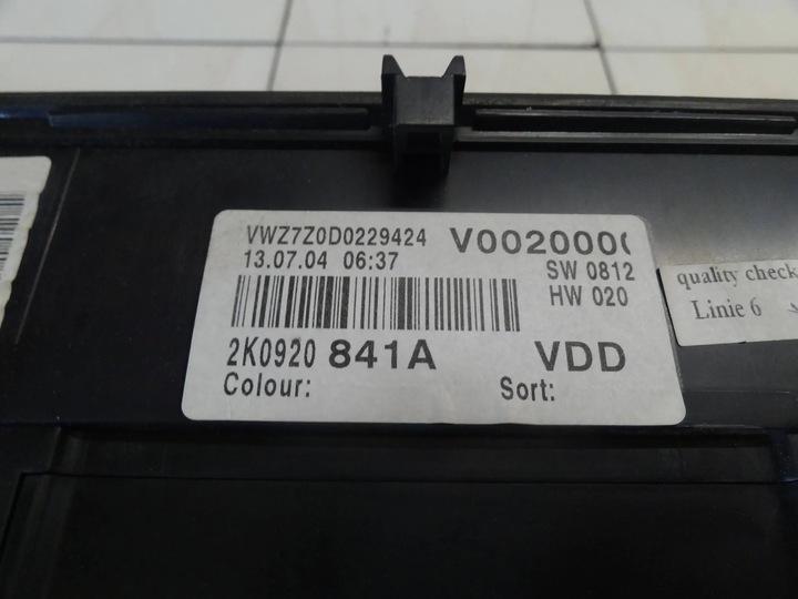 фото №5, Vw caddy iii 2.0 sdi 2004 спідометр  прилади 2k0920841a