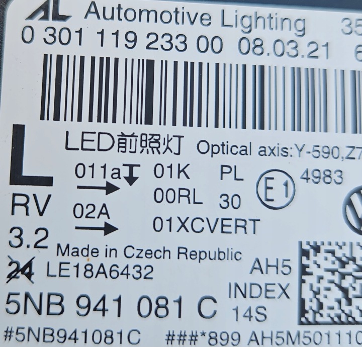 фото №13, Vw tiguan ii рестайлинг 20-24 фара правая led iq light 5nb941082c новая