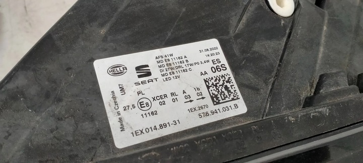 фото №12, Seat ateca рестайлинг 19- лампа левая передняя полный led 576941031b