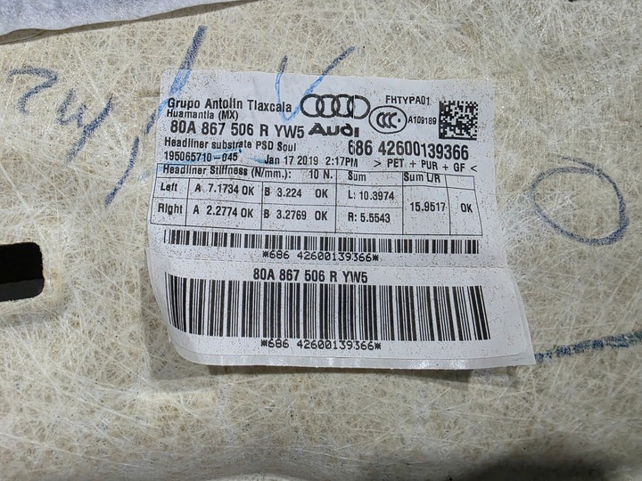 фото №16, Потолок audi q5 fy 80a 80a867506r yw5 soul s line панорама !!!
