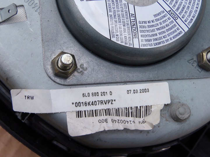 фото №6, Повітряна подушка подушка безпеки водія 6l0880201 seat ibiza 6l iii