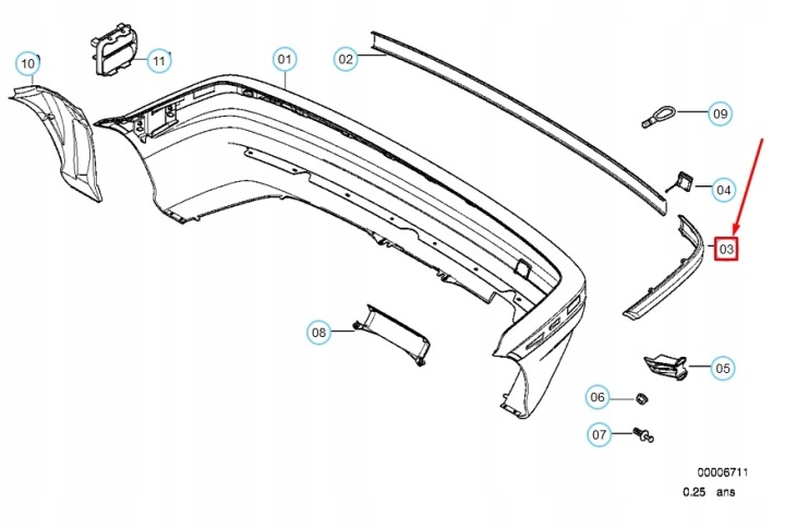 фото №9, Bmw 3 compact e36 бампер заднее левое лента резиновый 51128206373 8206373