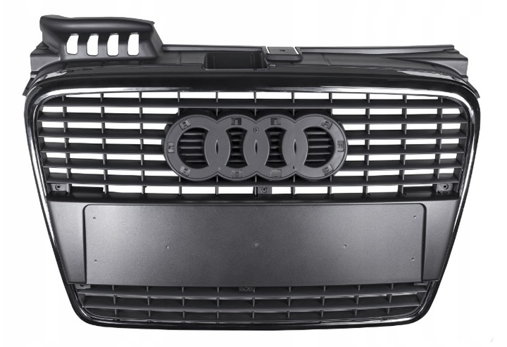 фото №1, Audi a4 b7 2004-2007 решітка середня решітка радіатора хром нова + кронштейн номерного знака re