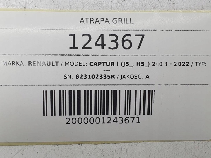 фото №11, Решётка решётка бампера renault captur i 623102335r