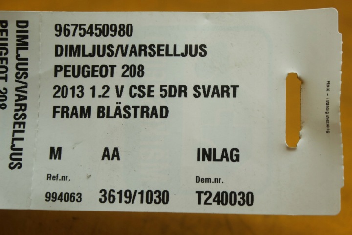 фото №9, Галоген перед peugeot 208 i 1.2 vti 9675450980