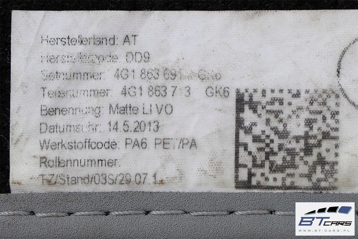 фото №8, Audi a6 a7 коврики пола коврик 4g1863691 4g1 863 713 wycieraczaki 4g1