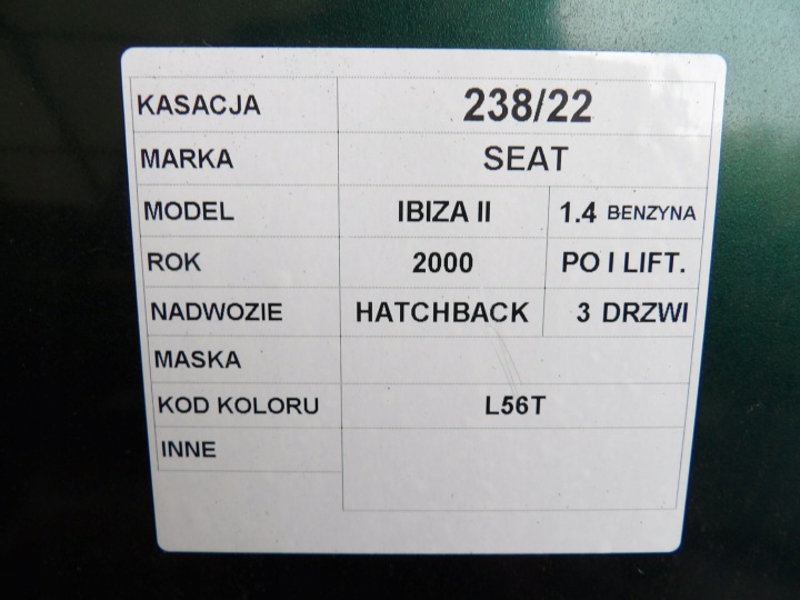 фото №4, Капот seat ibiza ii fl lak. l56t