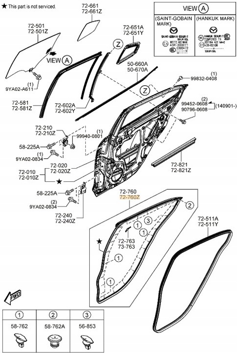 фото №2, Прокладка двері внутрішня зад ліва mazda 3 bm хетчбек оригінал