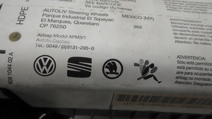фото №11, Подушка безопасности пассажира vw golf vi 08-16r 608104402a