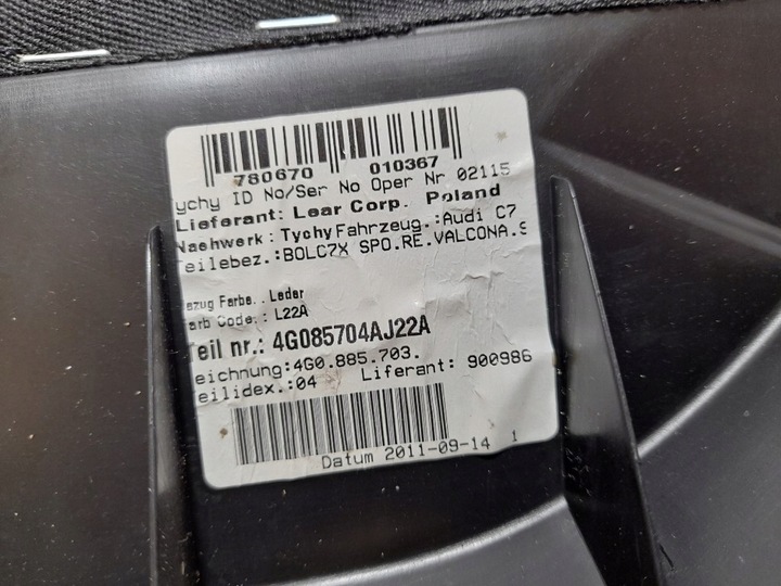 фото №11, Audi a6 c7 боковина спинка сидіння зад праві 4g085704aj шкіра супер стан