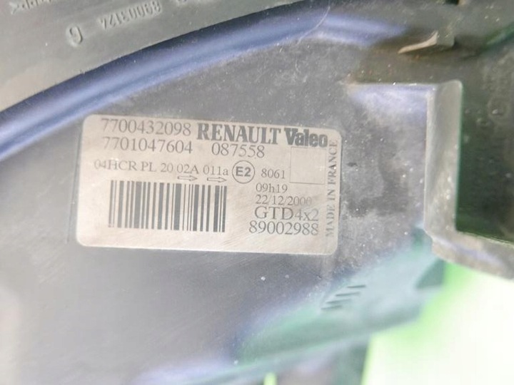 фото №10, Фара лампа ліва перед renault scenic i fl 99-