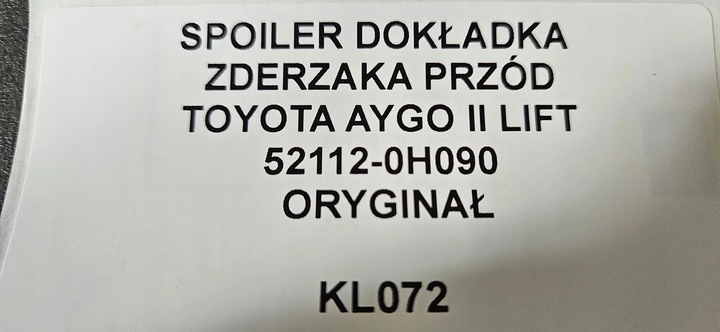 фото №9, Спойлер накладка бампер перед toyota aygo ii рестайлинг