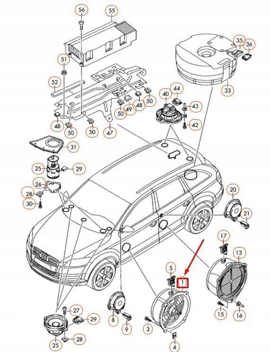 фото №7, Динамик басовый среднего zakresu audi q7 4l vag оригинальный 4l0035415a