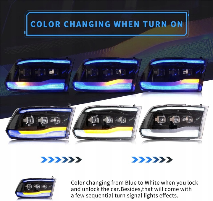 фото №7, Dodge ram 2009-2018 лампа лампи led vland ліва +права європа чорний matrix