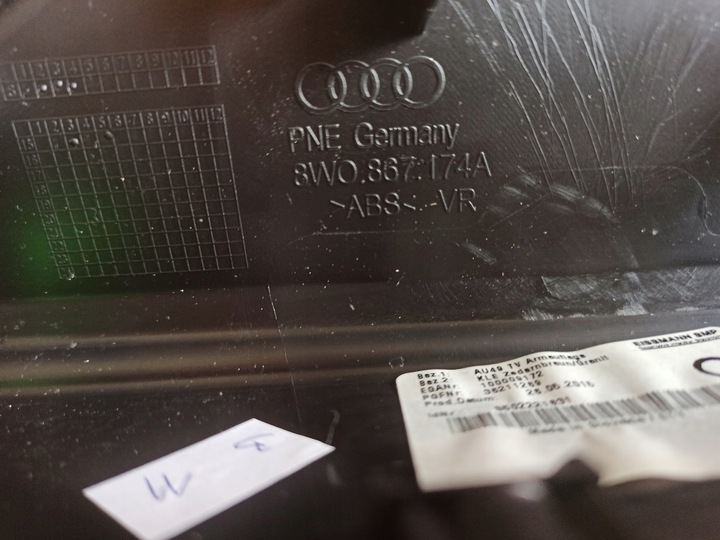 фото №5, Audi a4 b9 подлокотник обивка дверь правый ручка держатель 8w0867174a