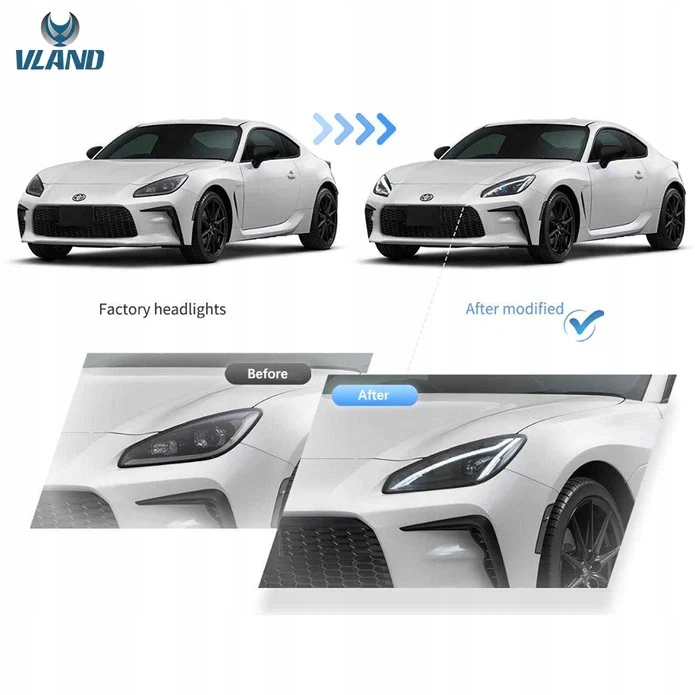 фото №8, Фари лампи kpl vland ful led тюнінг чорний toyota gr86 gr gt 86 brz ii