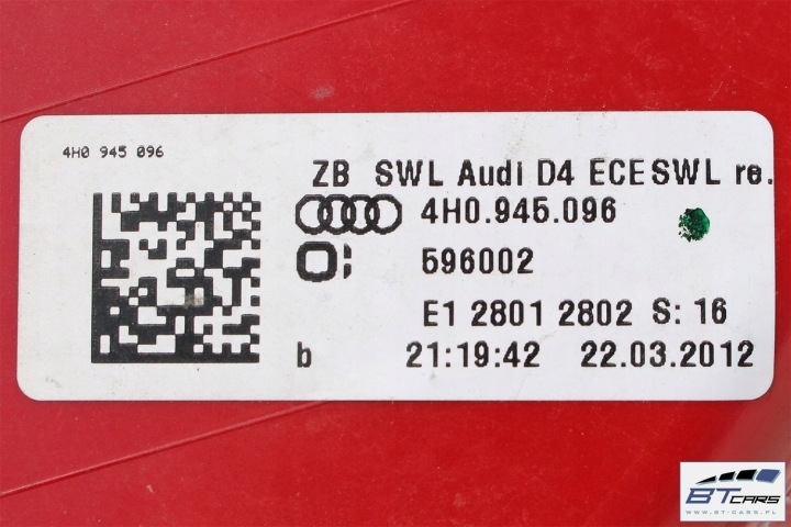 фото №11, Audi a8 s8 лампы led зад 4h0945093 4h0945094 4h0945095 4h0945096 фара задний