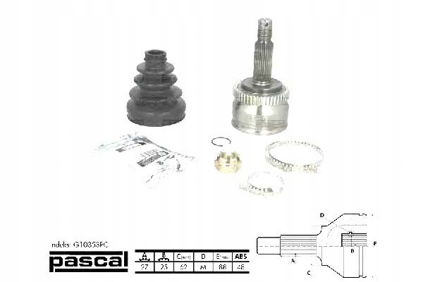 фото №1, Pascal шарнир приводной внешний 27z/25z/62mm a