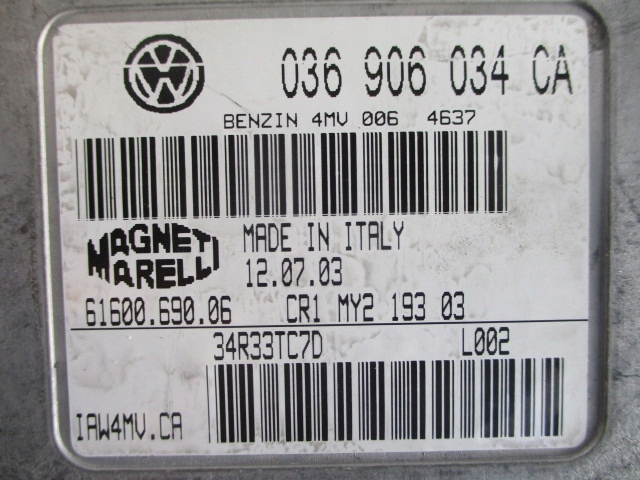 фото №5, Audi a2 1.4 16v 75km компьютер двигателя 036906034ca