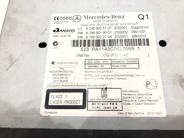 фото №5, Радио mercedes w246 a2469005707 11-18 тюнер