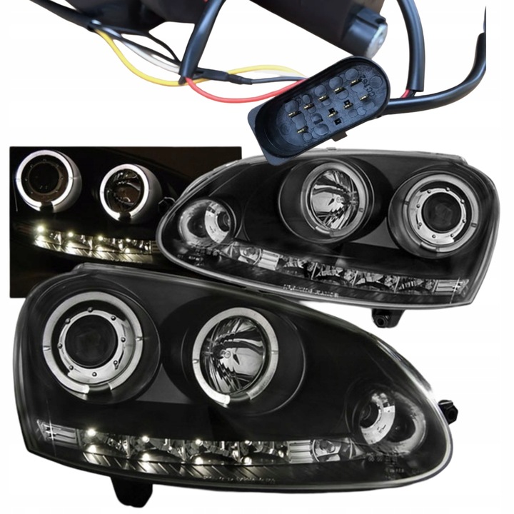 фото №1, Лампы фары do vw golf v 5 od 2003 do 2009 кольца led линзы новое