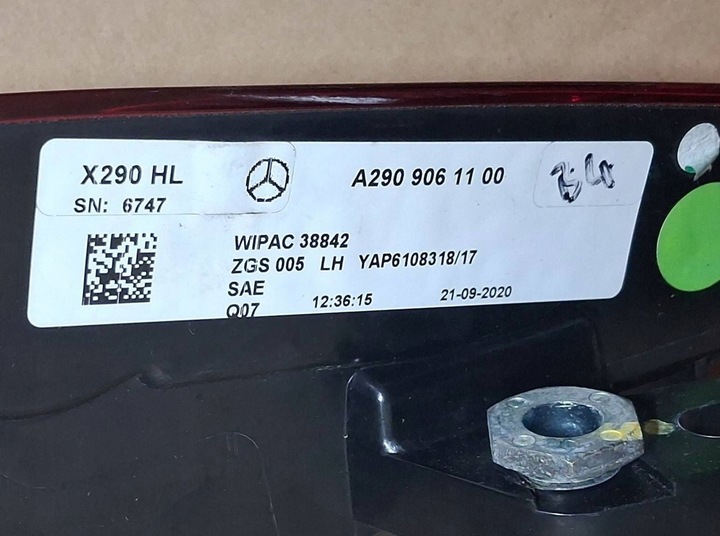 фото №9, Mercedes gt amg x290 led лампа задняя зад левая usa оригинальный номер a2909061100