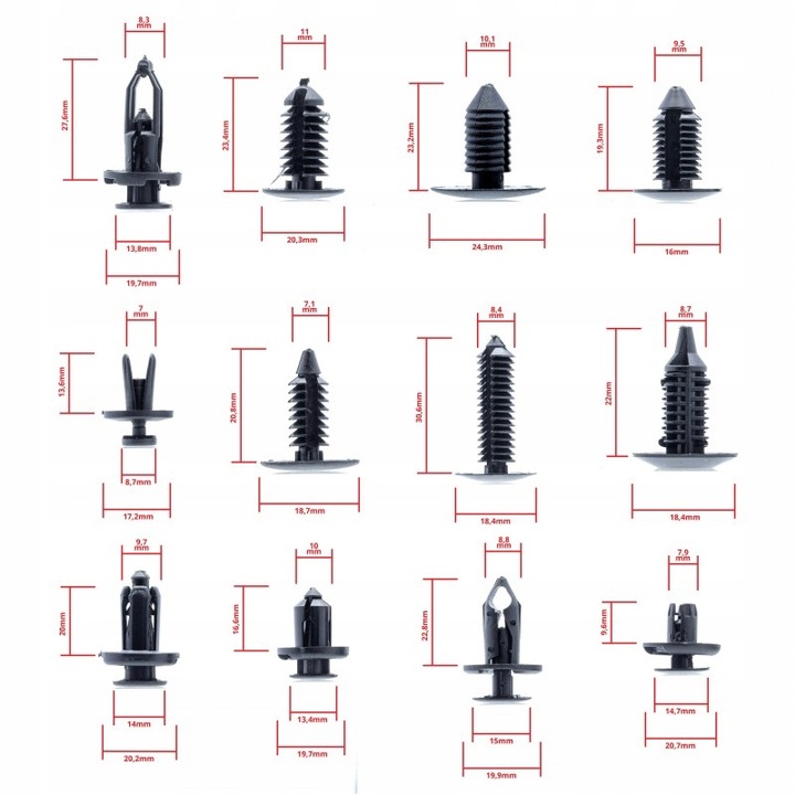 фото №10, Набор клипсы клипсов автомобильных 240 szt + хомуты зажимные 2.5 100 100x