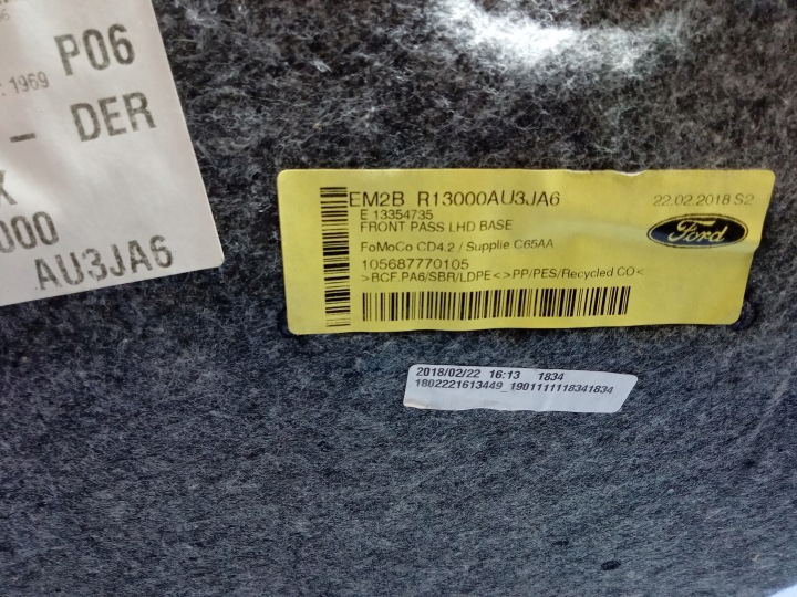 фото №5, Ford s-max mk2 покрытие ковёр пол правое перед eu