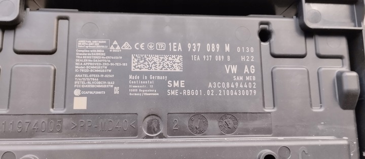 фото №5, Модуль комфорта bcm vw audi skoda enyaq 1ea937089m