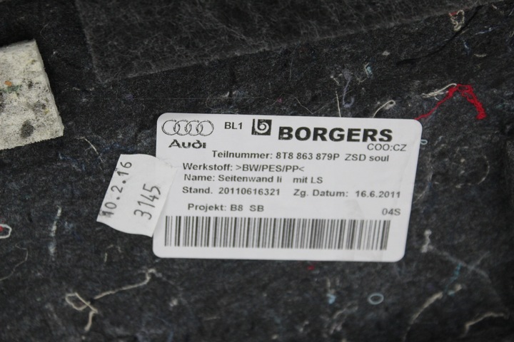 фото №5, Audi a5 8t боковина обивка багажника 8t8863879p