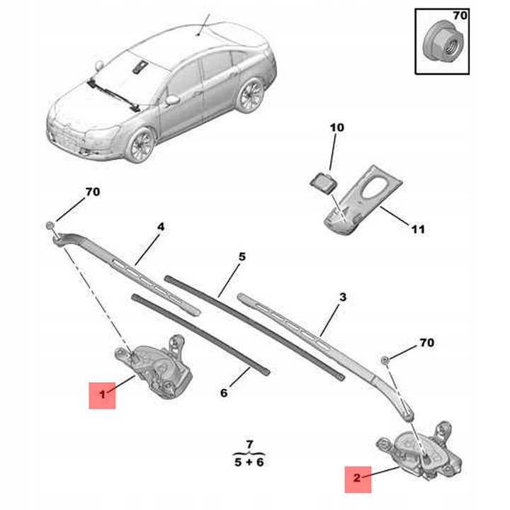 фото №12, Kpl. 2x оригінальний номер двигун двірник лівий i правий перед citroen c5 iii 6405lc
