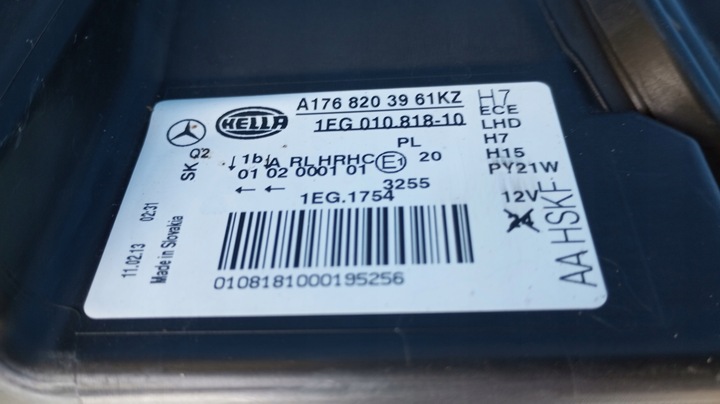 фото №12, Лампа фара правий перед eu mercedes w176 a клас a1768203961kz