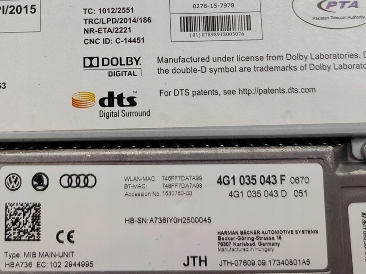 фото №7, Audi a6 c7 рестайлінг модуль навігації mmi mib2 4g1035043f