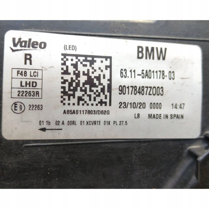 фото №6, Bmw x1 f48 lci рестайлінг фара передня права повний led 5a01178