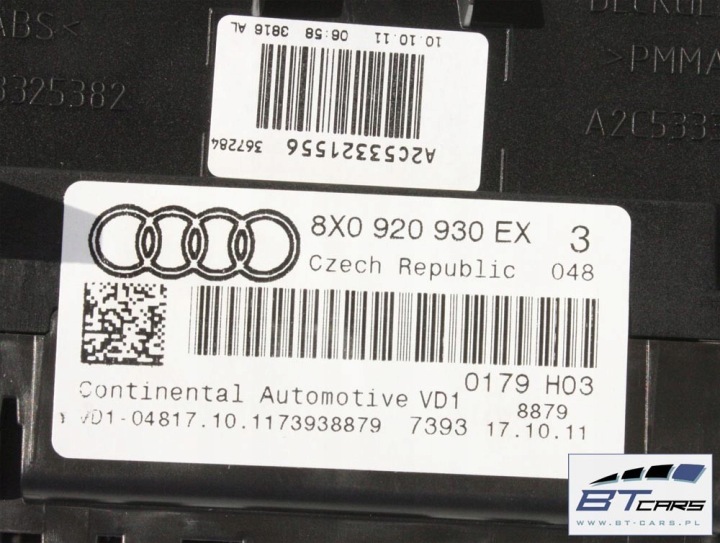 фото №6, Audi a1 прилади спідометр 48x0920930ex 8x0 920 930 ex панель приладів бензин 1.2 1.wy