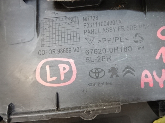 фото №10, Peugeot 108 citroen c1 ii toyota aygo левый боковина дверь передних перед