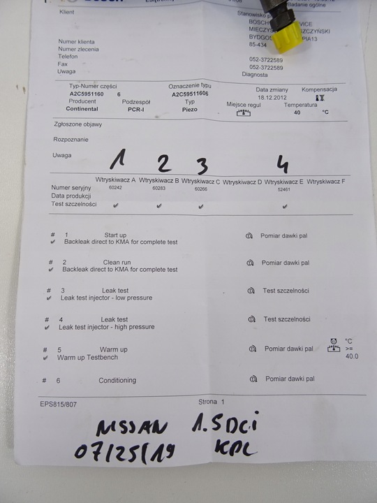 фото №15, Інжектор nissan renault 1.5 dci 8200380253 h8200294788 друк тест