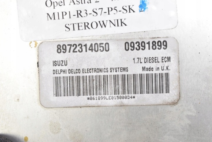 фото №5, Блок керування двигуном (ecu) 09391899 89723145050 opel astra 2 ii g 1.7 dti 75km 98-09
