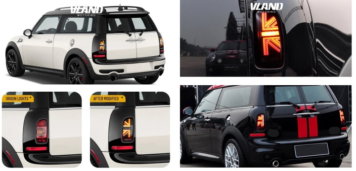 фото №12, Лампи задні kpl vland повний led neon тюнінг чорний mini clubman r55 2007-2014