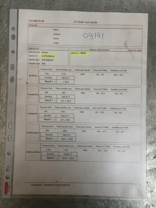 фото №7, Opel signum 3.0 cdti инжектор топлива 8-97239161 тест печать