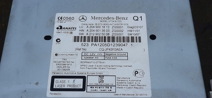 фото №7, Магнітола магнітола mercedes w204 a2049001813