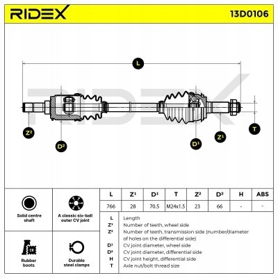 фото №8, Полуось приводная do honda cr-v iii re ridex 13d010
