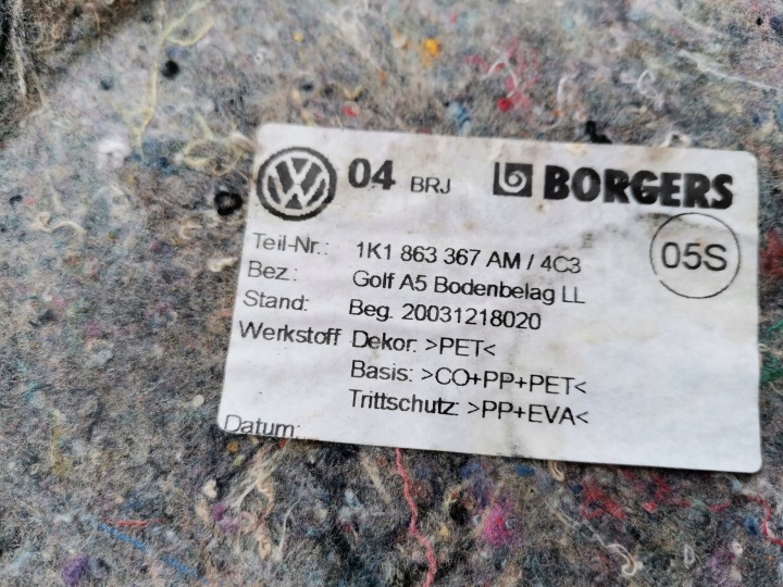 фото №9, Покрытие напольная 1k1863367am vw golf v 3d
