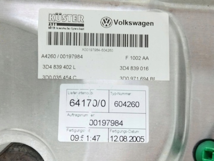 фото №7, Механізм підйому скла задньої bez двигуна 3d4839402l