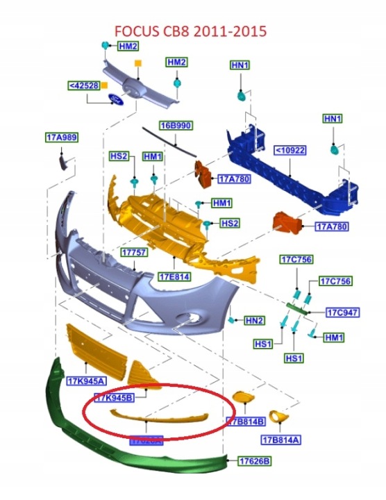 фото №11, Спойлер накладка бампера перед правая ford focus mk3 2011-15 oem номер