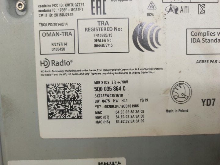 фото №9, Радио навигация считыватель мультимедиа карты sd skoda octavia iii 3