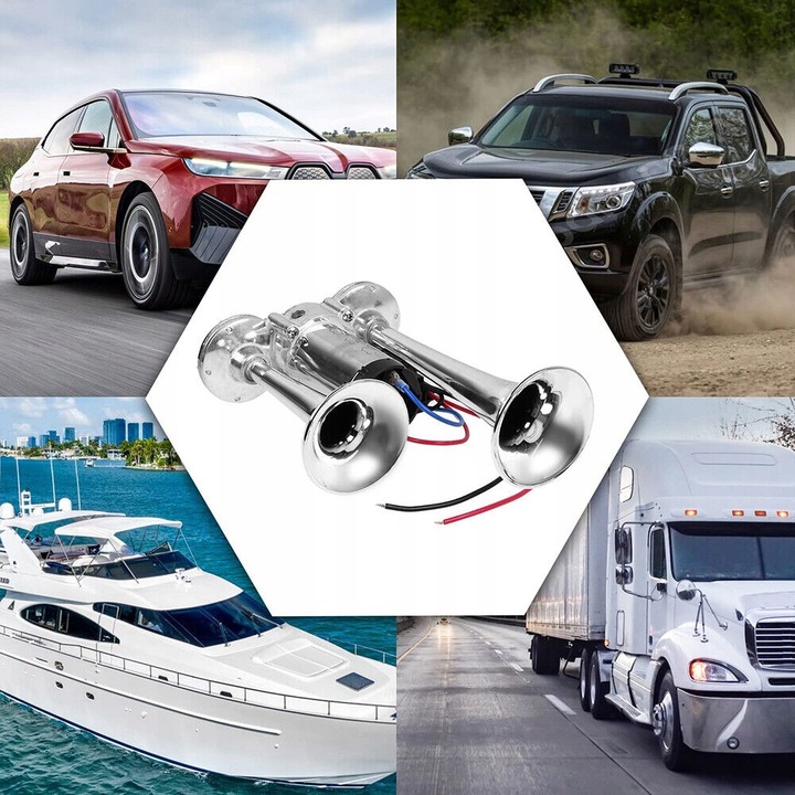 фото №13, 600db 12v клаксон автомобільний супер głośny, набір подвійних trąbek